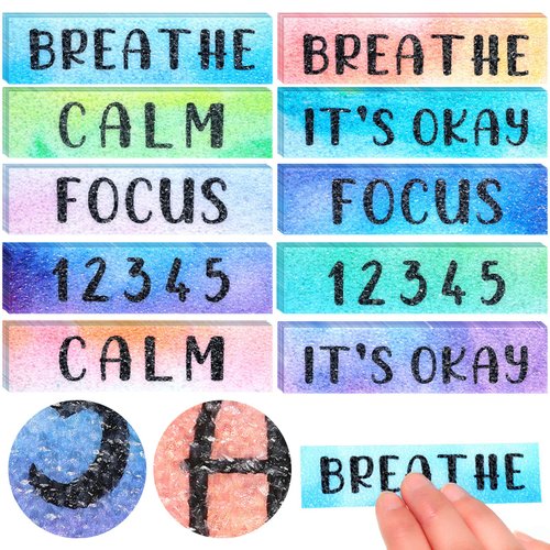 50 Pcs Anxiety Sensory Strips Textured Sensory Strips Tactile Rough Sensory Calm Stickers Adhesive Textured Grip Tape Fidget Pack Anti Stress Strips for Adults (Watercolor Style)