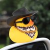 wonuu Car Dashboard Christmas Decorations Rubber Ducks, Christmas Eve Rubber Ducky for Car Ornament Cute Duck with Accessories, Cowboy Hat, Glasses, Necklace (Black)