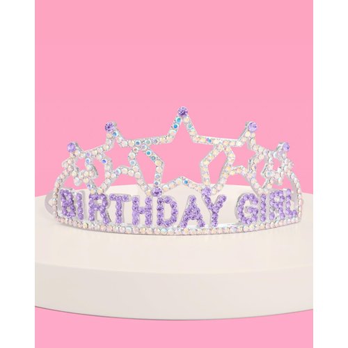 xo, Fetti Birthday Girl Purple Star Tiara Party Decorations - Iridescent Rhinestone Metal | Birthday Party Supplies, Bday Girl Decor, HBD Cute Accessory, 21st, Sweet 16, 30, Princess Party Crown