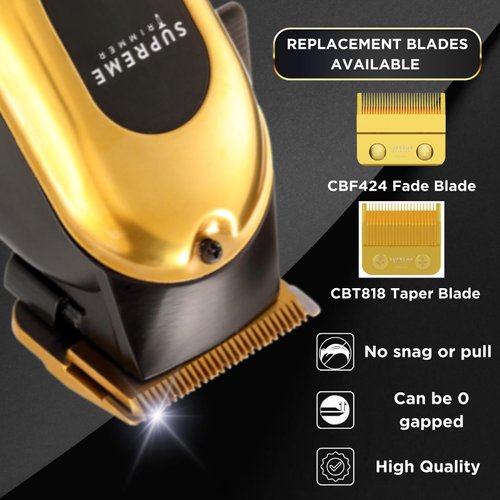 Supreme Trimmer Replacement Fade Blade CBF424 | Steel Blade for Hair Clippers | Gold
