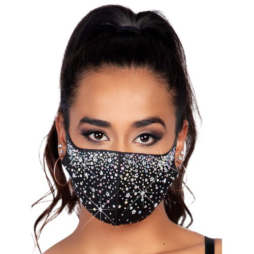Leg Avenue M1008-00122 Nova Rhinestone Face Mask, O/S, Black