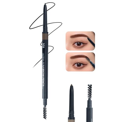Go Ho Waterproof Dark Brown Eyebrow Pen with Brush,Dual-sided Fine Tip Eyebrow Pencil,Natural-Looking Brows,Long Lasting,Draws Tiny Brow Hairs and Fills in Sparse Ultra-Fine Brow Pen,03