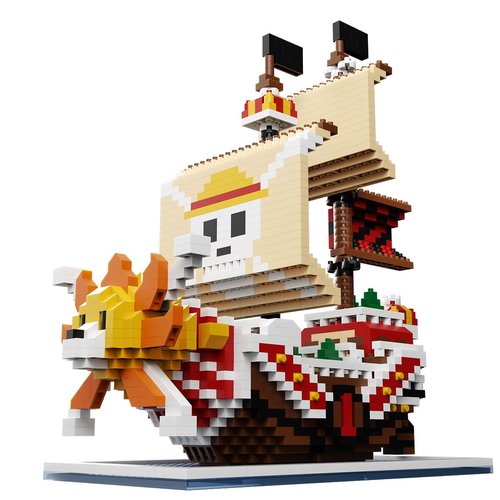 Pirate Boat Models OP Anime DIY 3D Micro Building Blocks Set, Mini Bricks Playset Toys for Teens Fans Birthday Gifts Souvenir 1680pcs (Sunny)