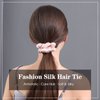 100% Mulberry Silk Hair Scrunchies Silk Elastic Hair Tie Without Hair Damage 3 Pcs , Peacock Blue & Pink & Black
