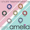 Amelia Beauty 1.5in Spiral Hair Ties - Pack of 8 Small Shinny Elastic Hair Telephone Cord Coils, Strong Hold, Gentle on Hair, Silver, Gold