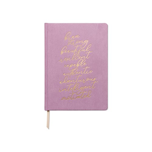 DesignWorks Ink Affirmations Sueded Paper 7.5'' x 10.25'' Lavender Jumbo Journal Notebook with Cloth Cover, Gold Accents, Lined Pages, Ribbon Marker for Work, Writing, Journaling (JD80-2028)