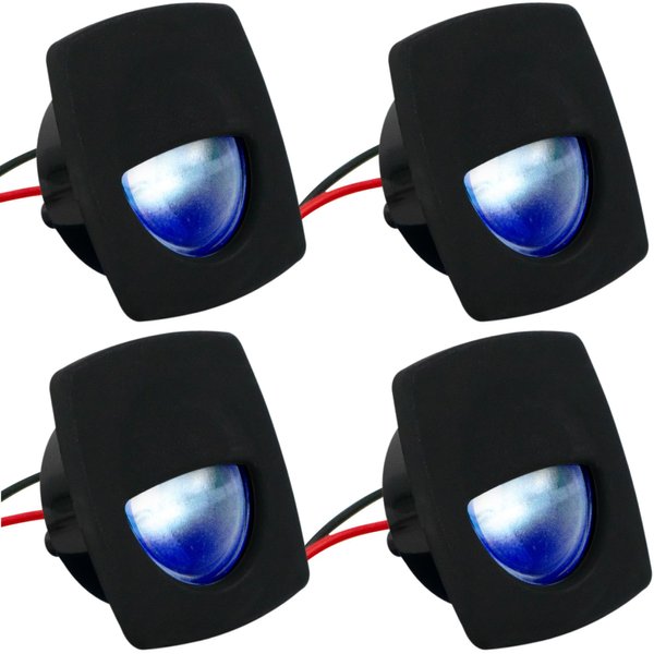 Five Oceans LED Companion Way Light, 4 Pack Marine Courtesy Lights, Square Light for Boat Interior, Deck, Cockpit, Blue LED, for Pontoon, Fishing Boat, Bass Boat, Yacht, Sailboat, RVs - FO4002-M4