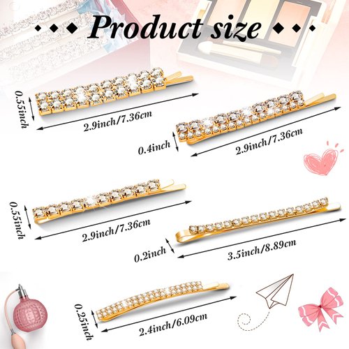 15 Pieces Rhinestone Hair Clips Metal Rhinestone Hair Pins Clear Crystal Bobby Pins for Women Girls Luxury Rhinestone Hair Barrettes Bling Hair Pins Hair Accessories for Party Wedding Daily(Gold)