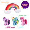 DecoSet® My Little Pony™ Over The Rainbow Signature Cake Topper, 4 Piece Decoration, Rainbow Dash, Pinkie Pie, and Twilight Sparkle, A Rainbow Coin Bank, Collectable Figurines For Birthday