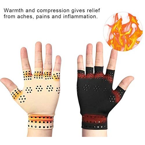 Chargen Arthritis Gloves Compression Gloves Fingerless Gloves Magnetic Anti-Arthritis Therapeutic Therapy Fingerless Gloves Relief Hand Pain Relief Heal Joints Relief ((Nude)