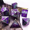 HAOMEJA Dungeons and Dragons Dice DND Dice Set D and D Dice Metal 6 Sided Polyhedral Dice for Pathfinder MTG Board Games Roll Playing Dice D&D Dice Set D20 D12 D10 D8 D6 D4 (Silver Blue Purple)