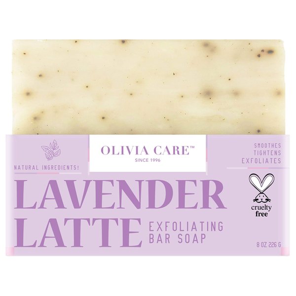 Olivia Care Exfoliating Bar Soap, Coffee Beans, 100% Natural, Organic Ingredients, Clean Energize Mind Body, Full of Vitamin & Antioxidants (Lavender Latte)