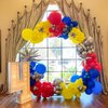 BAUANOOY Carnival Balloons, 60pcs 12 Inch Red Light Blue Royal Blue Yellow Latex Balloons for Carnival Theme Birthday Party Decorations