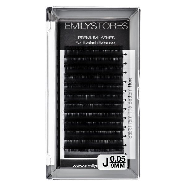 EMILYSTORES Lash Extensions 0.05mm Thickness J Curl 9mm Length Light-weight Volume Eyelashes For Eyelash Extensions(0.05,J,9mm)