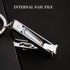 munkees Ultra-Thin Nail Clippers Keychain, Mini Foldable Nail Cutter with Key Ring, Small Portable Stainless Steel Pocket Manicure Set for Travel, Camping, & Outdoors (Silver-2pcs)