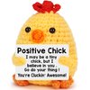 Mini Funny Positive Crochet Animals Positive Chicken Emotional Inspirational Support Handmade Chick Cute Stuff for Friend Sister Daughter Coworker Xmas Christmas Stocking Stuffers Birthday Gifts