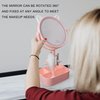 Nonebranded Vanity Mirror with Lights & Desk Mirror Lights Touch-Screen Light Control Portable High Definition Cosmetic Lighted Up Mirror with USB Port in 360 Degree Rotation(Pink)