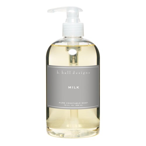 K. Hall Designs Milk Liquid Hand Soap, Soothing and Creamy-Sweet Coconut Vanilla Scent, Natural Liquid Soap for Bathroom & Kitchen, Plant-Based Formula, 12 fl oz
