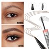 Microblading Eyebrow Pen - 2-in-1 Dual-Ended Eyebrow Pen with 4-Fork-Tip & Eyebrow Brush and Sealing Brow Gel, Creates Natural Looking Brows Effortlessly (Light Brown)