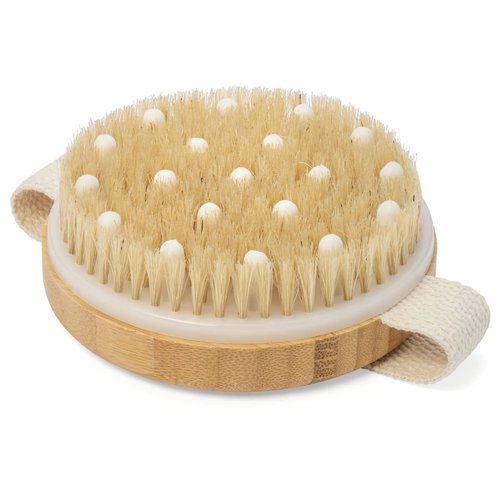 CSM Dry Body Brush - Natural Bristle Exfoliating Brush for Skin Renewal, Lymphatic Support and Circulation Boost - Sustainable Choice Dry Brushing Tool for Gentle Detox, Spa-Like Exfoliation