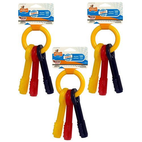 Nylabone Just For Puppies Key Ring Bone Puppy Dog Teething Chew Toys - Size Medium