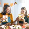 WATINC Fall Thankful Tree Handprint Crafts - 30Pcs DIY Thanksgiving Gratitude Tree with Maple Leaves Stickers, Make Your Own Thank You Greeting Cards Gifts for Mom Dad