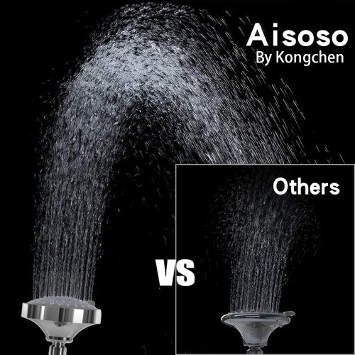 Aisoso Shower Head High Pressure Rain Fixed Showerhead 5-Setting with Adjustable Metal Swivel Ball Joint - Relaxed Shower Experience Even at Low Water Flow & Pressure