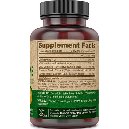 DEVA Vegan Glucosamine-MSM-CMO & Turmeric Supplement - Gluten Free Plant Based Nutritional Supplement - 90 Tablets (Pack of 2)