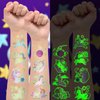 EMOME Glows Tattoos for Girls, 50 PCS Individual Wrapped Temporary Tattoos for Kids, Kids Fake Tattoos Sticker Design for Girls Party Favors Supplies Goodie Bags