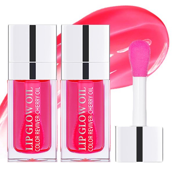 WFWJ Hydrating Lip Glow Oil,Plumping Lip Oil,Tinted Lip Balm Lip Care,Transparent Toot Lip Oil,Moisturizing Lip Gloss,Lip Plumper Gloss Make Lips Fuller and Moisturizing (#015 CHERRY)