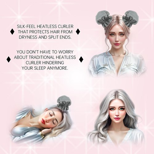 Dazzleimart Satin Heatless Hair Rollers - Sleep-Friendly Heatless Hair Curler - Hair Bun Styling Kit for Sleep Overnight (2PCS, Green)