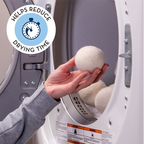 S&T INC. XL New Zealand Wool Dryer Balls, Fabric Softener for Laundry, Natural White, 2.9 in, 6 Pack