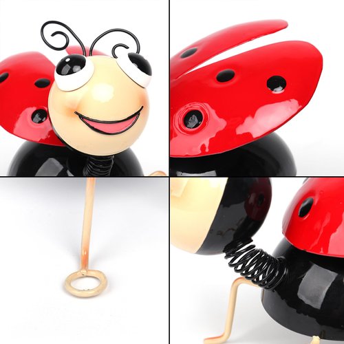 Cruis Cuka Metal Yard Art Garden Decor for Outside Cute Red Ladybugs Lawn Patio Ornaments Backyard Decorations Garden Gifts for Mom - Set of 2