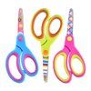 Zicolu Kids Scissors Set of 3 pack, Safety Children Scissors, Craft Scissors with Blunt Tip Floral Print Blade and Soft Grip, Great for Home and School, Blue/Purple/Yellow