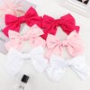 Ahoney 6 Pack Satin Hair Bow Hair Clips for Women Girls, 6" Bowknot Hair Ribbons for Hair Ponytail Cute Hair Clips Bow for Hair Accessories Barrettes for Women (Pink)