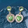 Sttiafay Vintage Emerald Heart Earrings Emerald Cz Teardrop Earrings Rhinestone Heart Drop Earrings Green Gemstone Stud Earrings Jewelry for Women(Green)