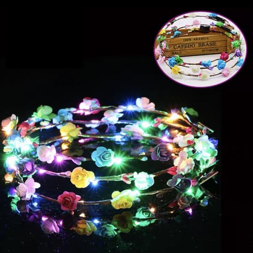 YADIRF Led Light Women Flower Girl Headband Glow Blinking Crown Hair Wreath For Halloween Cosplay...