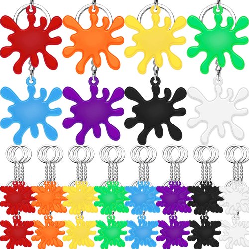 Taiyin Paint Splatter Keychains Art Party Favors Art Paint Party Decorations Art Party Keychains for Adults Gifts Art Themed Birthday Party Supplies Decorations(48 Pcs)