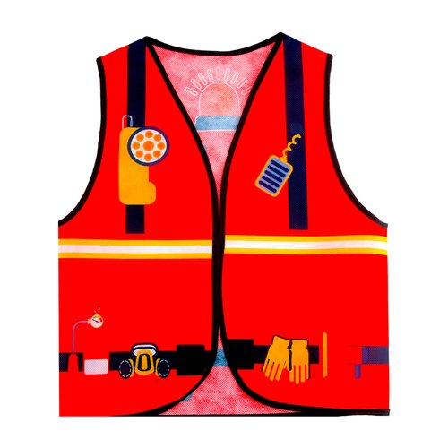 Kids Career Community Helper Dress Up Vest Costumes Firefighter Role Play Vest Cosplay Set for Career Day Halloween Party (Firefighter Color 1)