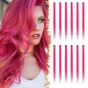 BARSDAR Hot Pink Hair Extensions Clip in - 22 Inch 12 PCs Party Highlights Colored Clip in Hair Extensions Straight Synthetic Clip in Hairpieces for Women Halloween Christmas Costume - Hot Pink
