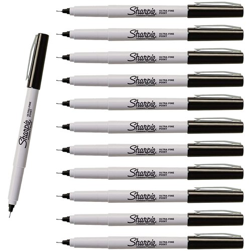 SHARPIE Permanent Markers, Ultra Fine Point, Black, 12-Count
