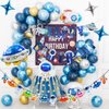 66Pcs Outer Space Birthday Party Supplies for Kids Universe Space Theme Party Decorations with Solar System Happy Birthday Banner Cupcake Toppers Rocket Astronaut Spaceship Balloons Planet Themed