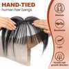 HAIRCUBE Bangs Hair Clip in Bangs 100% Real Human Hair Bangs Clip in Hair Extensions Fake Bangs Air Bangs Hairpieces for woman with Temples 3 Secure Clips in Full Fringe (Ombre Ash Blonde)