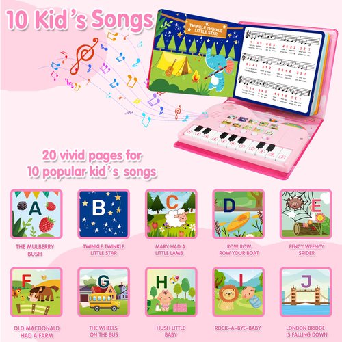 Toys for 3 Year Old Girl Gifts: Piano Book for Toddlers Kids Ages 3-5 3-4 4-5 3-6 5-8 - Educational Musical Piano Toy Ideal 3 4 5 6 7 8 Year Old Boys Girls Birthday Gift Present