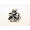 Silver metal blue/black flower crystal hair claw clip bridal clip
