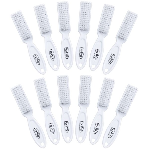 ForPro Professional Collection Premium Nail Brush, Professional Nail Scrub Brush for Cleaning Toes and Fingernails, 5.5” L, White, 12-Count