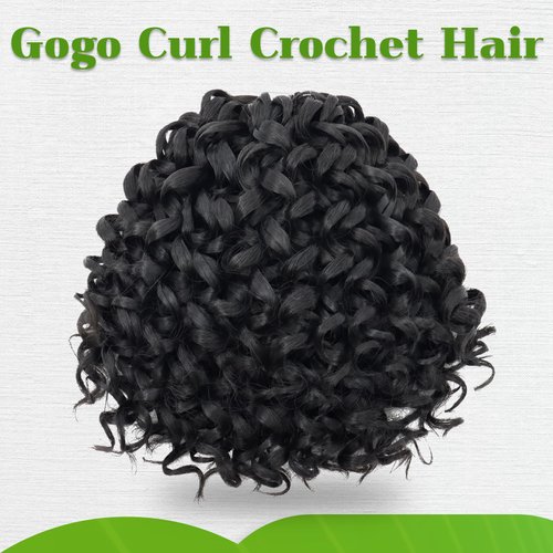 Gowit Gogo Curl Crochet Hair 8 Inch 6 Packs Short Curly Water Wave Crochet Hair for Black Women Beach Curl Ocean Wave Crochet Hair Deep Twist Synthetic Braiding Hair(8 inch,1B)