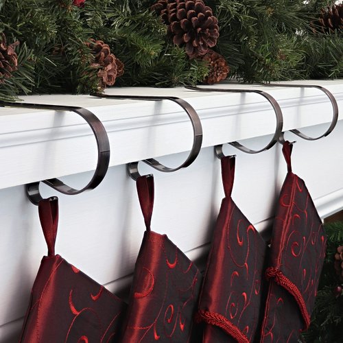 Haute Decor The Original MantleClip® - 4 Pack (Oil-Rubbed Bronze) - Hang Christmas Stockings Safely and Securely from Mantels Up to 3 Inches Thick