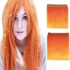 iLUU Orange Color Synthetic Hair Long Straight Clip In Hair Extensions 24" 100g Long Natural Thick Hairpieces 5 Clips In Hair Extensions For Girl Woman Party Wedding 100Grams
