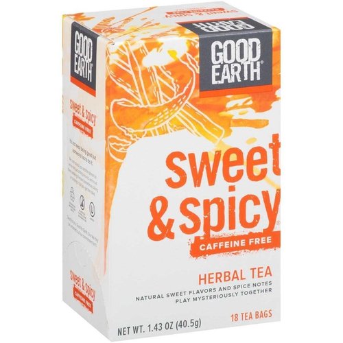 Good Earth Sweet &amp; Spicy Caffeine Free Herbal Tea, 18 Tea Bags
